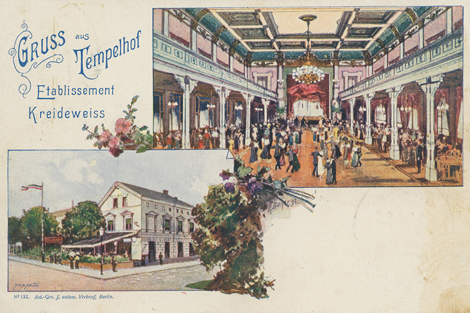 Wie für viele andere „Restaurationen“ und „Etablissements“ gab es auch für das „Kreideweiß“ eigene Postkarten. © Museen Tempelhof-Schöneberg/Archiv